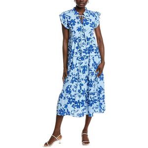 Ipponelli Womens  Tiered Midi Dress, Blue